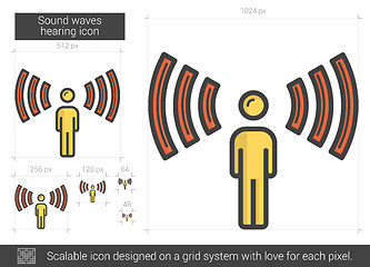 Image showing Sound waves hearing line icon.