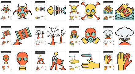 Image showing Ecology biohazard line icon set.