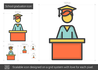 Image showing School graduation line icon.