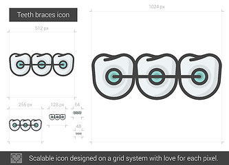 Image showing Teeth braces line icon.