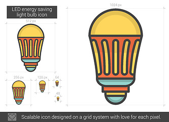 Image showing LED energy saving light bulb line icon.