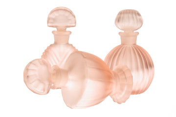 Image showing Pink glass bottles