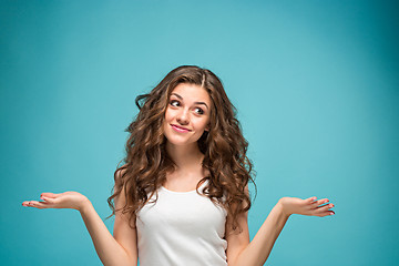 Image showing The young woman\'s portrait with happy emotions