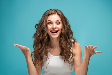 Image showing The young woman\'s portrait with happy emotions