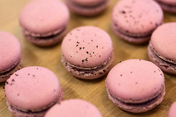 Image showing macarons on table at confectionery or bakery