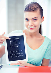 Image showing smiling student girl with tablet pc