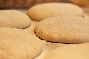 Image showing close up of yeast bread dough at bakery