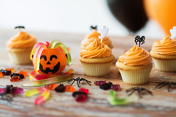 Image showing halloween party cupcakes or muffins on table