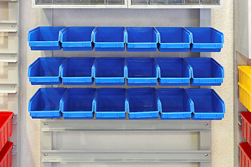 Image showing Blue parts rack
