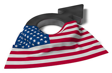 Image showing mars symbol and flag of the usa - 3d rendering