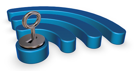Image showing wifi symbol with keyhole - 3d rendering