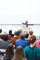 Image showing Woman giving presentation on business conference.