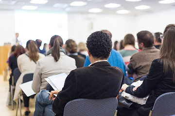 Image showing Woman giving presentation on business conference.