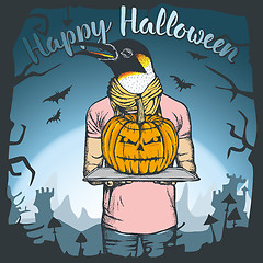 Image showing Vector illustration of Halloween penguin concept