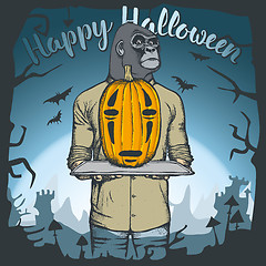 Image showing Vector illustration of Halloween monkey concept