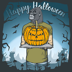 Image showing Vector illustration of Halloween monkey concept