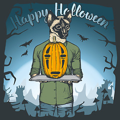 Image showing Vector illustration of Halloween cat concept