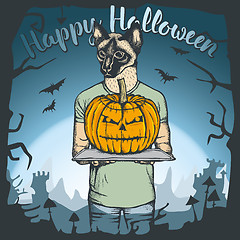 Image showing Vector illustration of Halloween cat concept