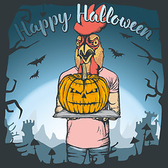 Image showing Vector illustration of Halloween rooster concept