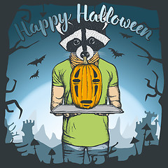 Image showing Vector illustration of Halloween raccoon concept