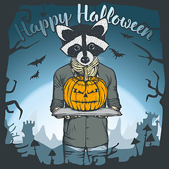 Image showing Vector illustration of Halloween raccoon concept