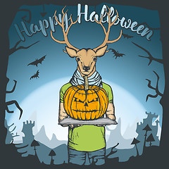 Image showing Vector illustration of Halloween deer concept