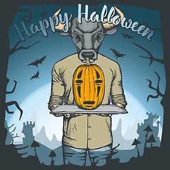 Image showing Vector illustration of Halloween bull concept