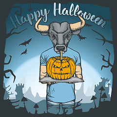 Image showing Vector illustration of Halloween bull concept