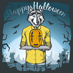 Image showing Vector illustration of Halloween dog concept