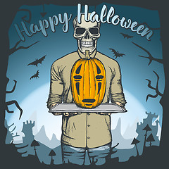 Image showing Vector illustration of Halloween skull concept