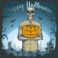 Image showing Vector illustration of Halloween skull concept