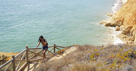 Image showing woman walking up on nature