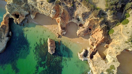 Image showing Top view of coast rocks