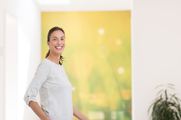 Image showing portrait of a young beautiful woman at home