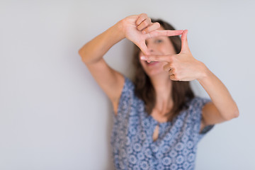 Image showing woman showing framing hand gesture