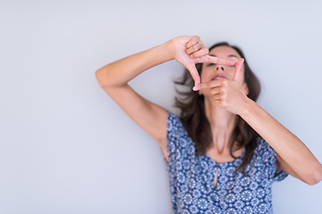 Image showing woman showing framing hand gesture