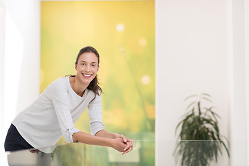 Image showing portrait of a young beautiful woman at home