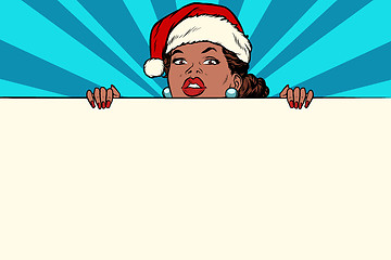 Image showing African Santa girl with copy space poster