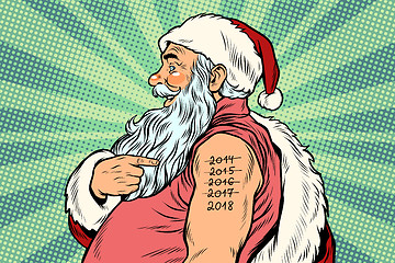 Image showing Santa Claus with tattoos 2018