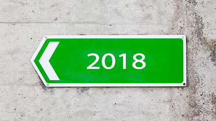Image showing Green sign - New year - 2018