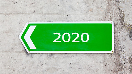 Image showing Green sign - New year - 2020