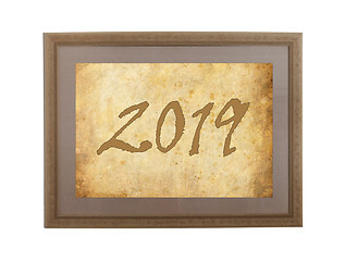Image showing Old frame with brown paper - 2019