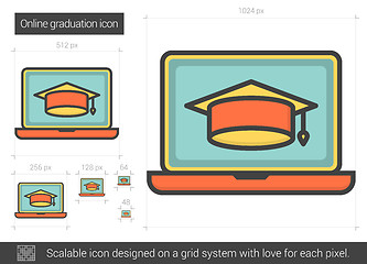 Image showing Online graduation line icon.