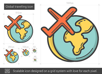 Image showing Global traveling line icon.