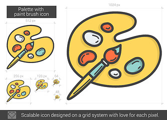 Image showing Palette with paint brush line icon.