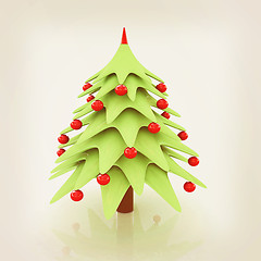 Image showing Christmas tree. 3d illustration. Vintage style.