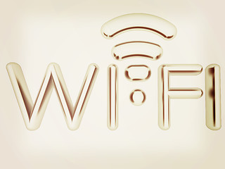 Image showing Metal WiFi symbol. 3d illustration. Vintage style.