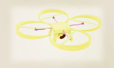 Image showing Drone, quadrocopter, with photo camera. 3d render. Vintage style