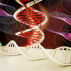 Image showing DNA structure model Background. 3d illustration. Vintage style.