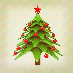 Image showing Christmas tree. 3d illustration. Vintage style.